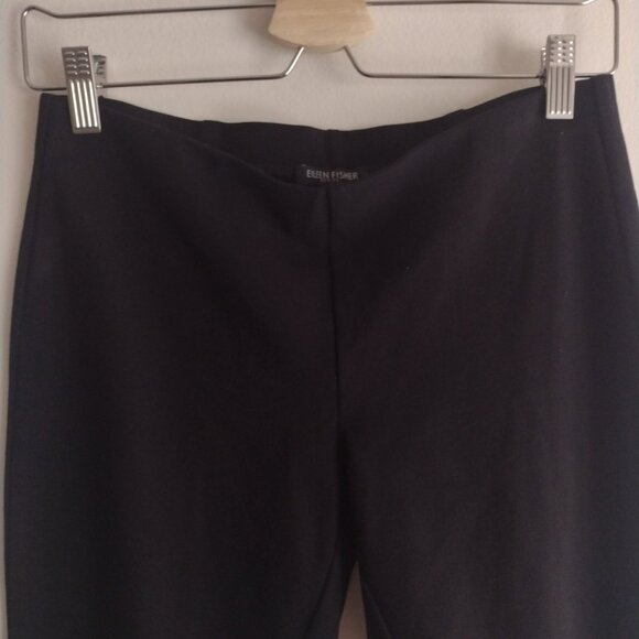Eileen Fisher Petite Black Knit Pants PS Soft Stretchy Sturdy Leggings SP S - Picture 3 of 9